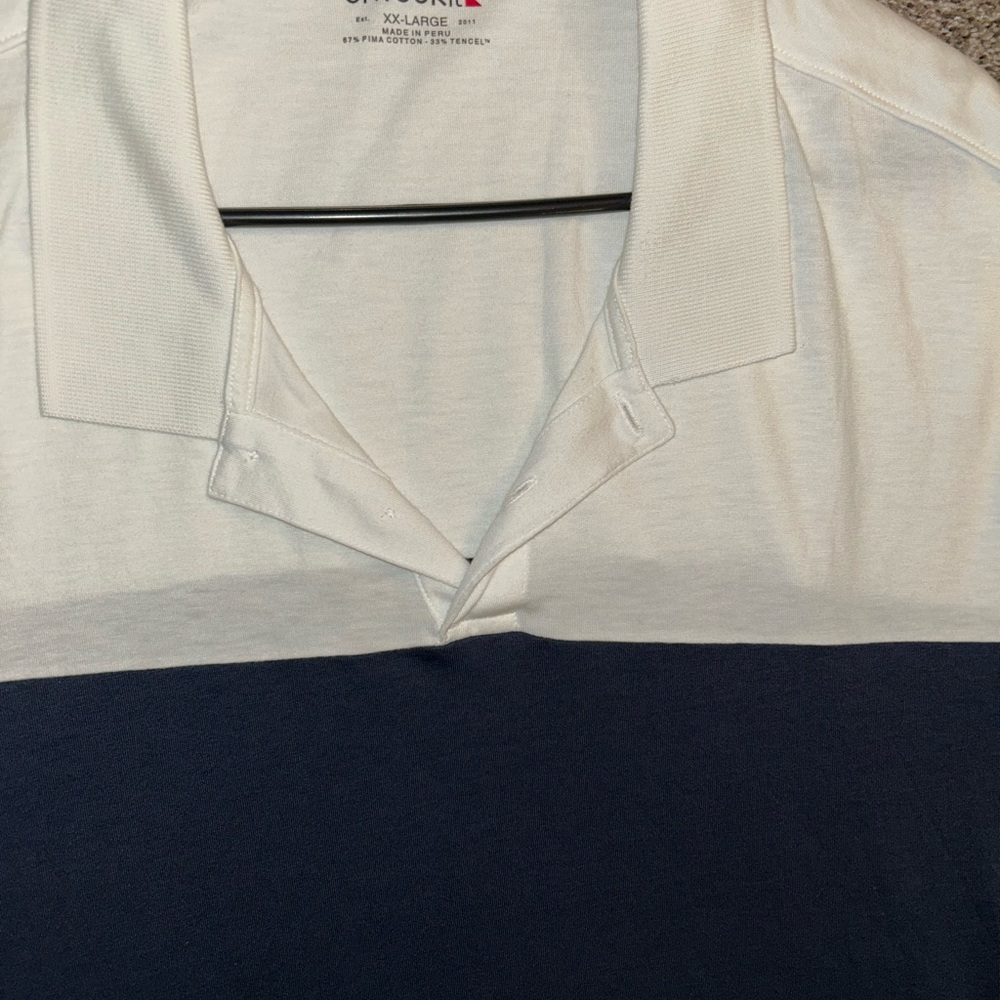 UNTUCKit White and Navy Polo Shirt